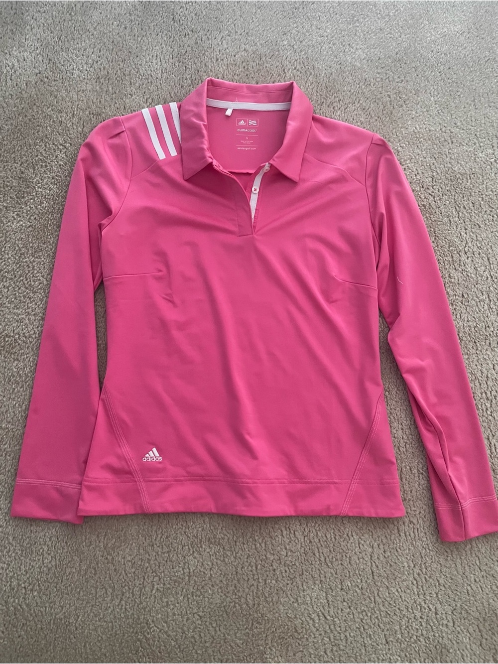 adidas Hot Pink ClimaCool Golf Polo with White Trim